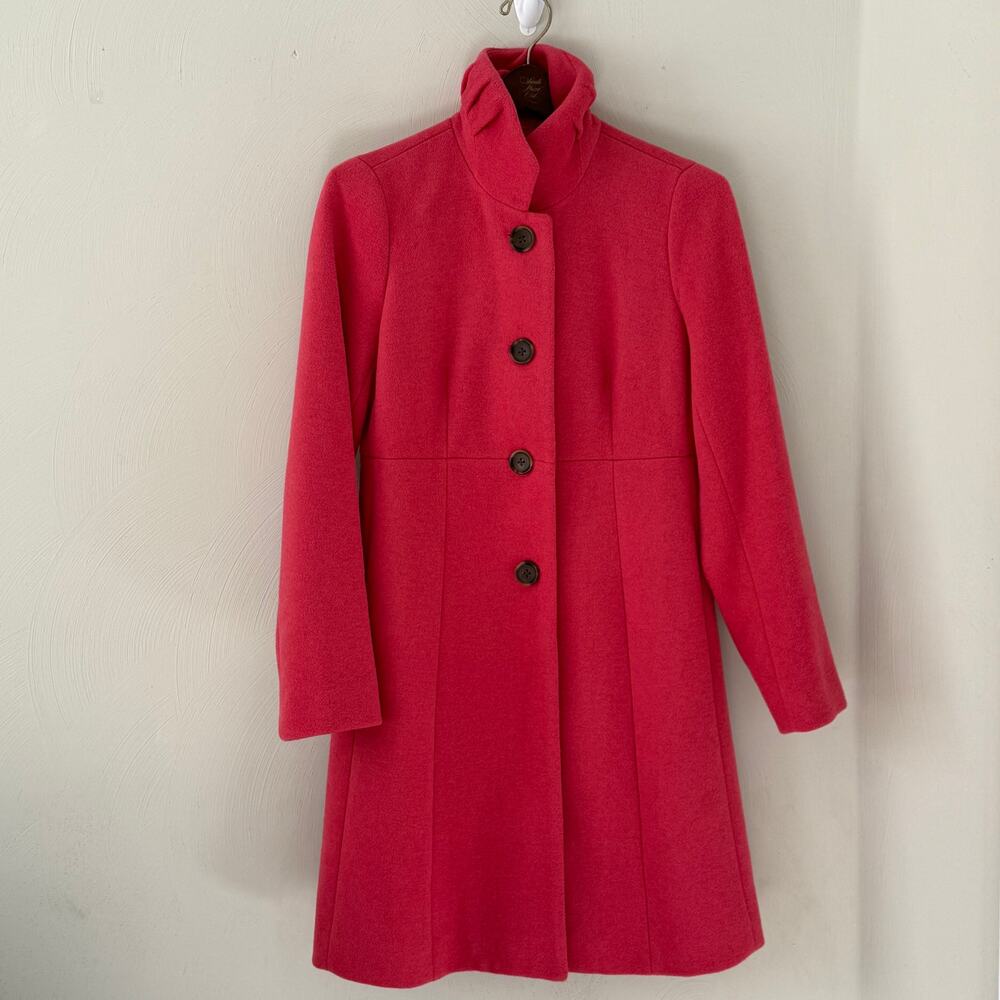 J Crew Factory Wool Blend Size 2 Uptown Dress Coat, Coral
